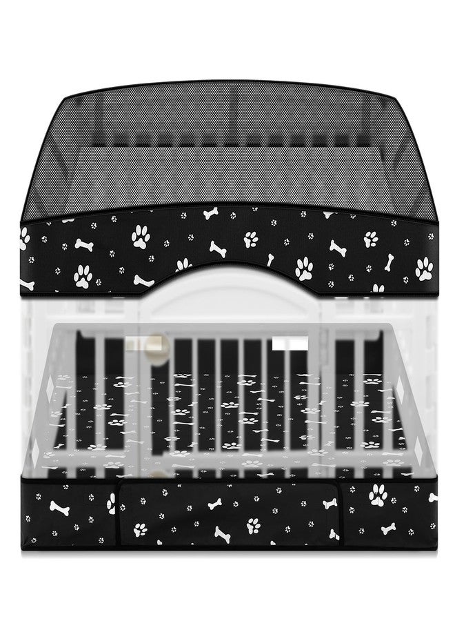 غطاء قفص لعب الكلاب SilTriangle (عبوة من قطعتين) مع سجادة سفلية، مناسب لقفص لعب الحيوانات الأليفة مقاس 36 بوصة بأربعة ألواح، غطاء قفص للكلاب، وسادة تمرين للجراء، قابل لإعادة الاستخدام والغسل، تصميم بحلقة وشريط لاصق، قفص اللعب غير متضمن (أسود) - Image 1